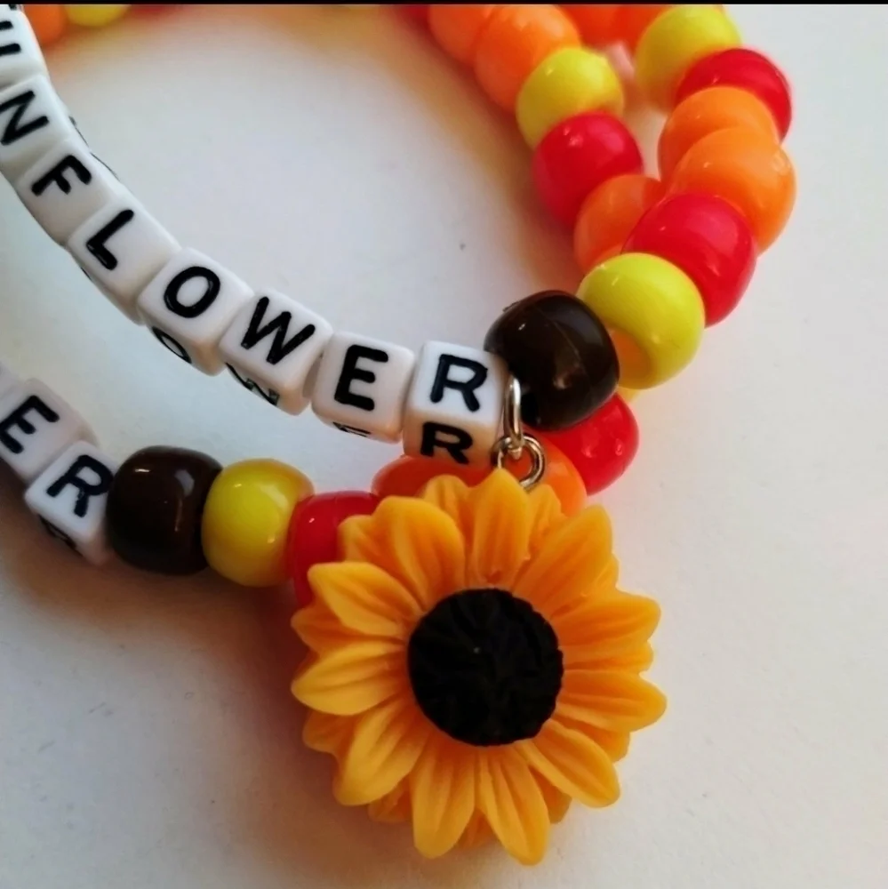 Handmade Stackable Sunflower Raver Kandi Bracelets - Picture 4 of 5